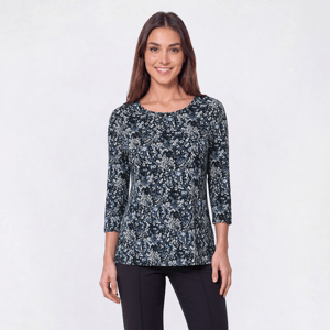 Petite Preswick & Moore(R) 3/4 Sleeve Ditsy Floral Tee